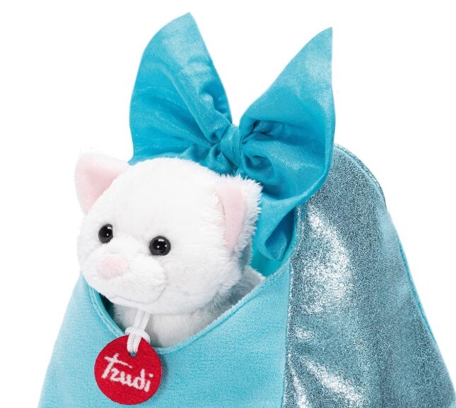 Módní modrá taška Trudi Pets s bílou kočičkou